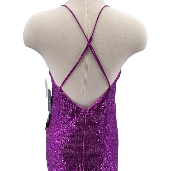 Lulu's Superstar Sequin sexy cocktail party dress size Medium NEW magenta - Picture 6 of 11